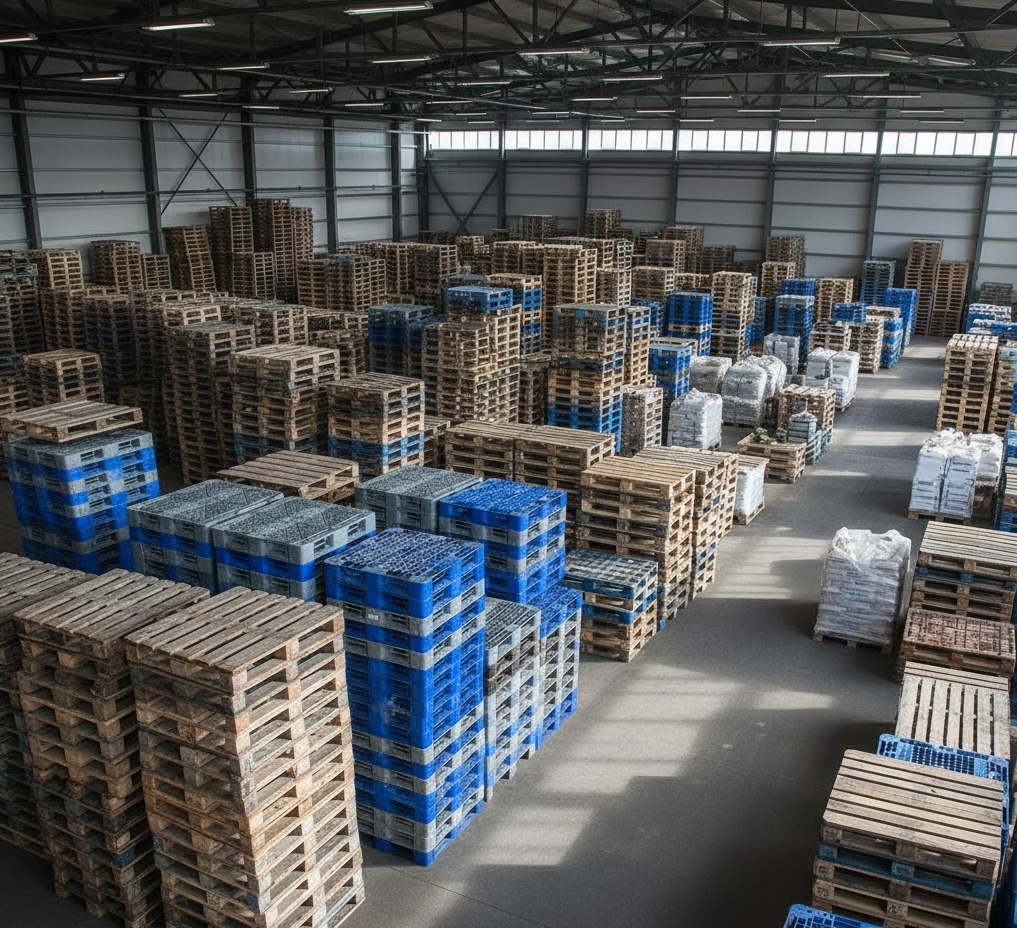 Wood pallets stacked and ready for shipping